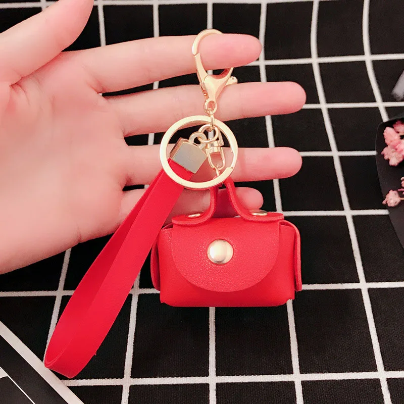 Брелок с кисточками из искусственной кожи для женщин, мини-сумка, брелок для ключей, сумка, подвеска для автомобиля, ювелирные изделия, брелок для ключей для девочек, подарок, porte clef - Цвет: Red