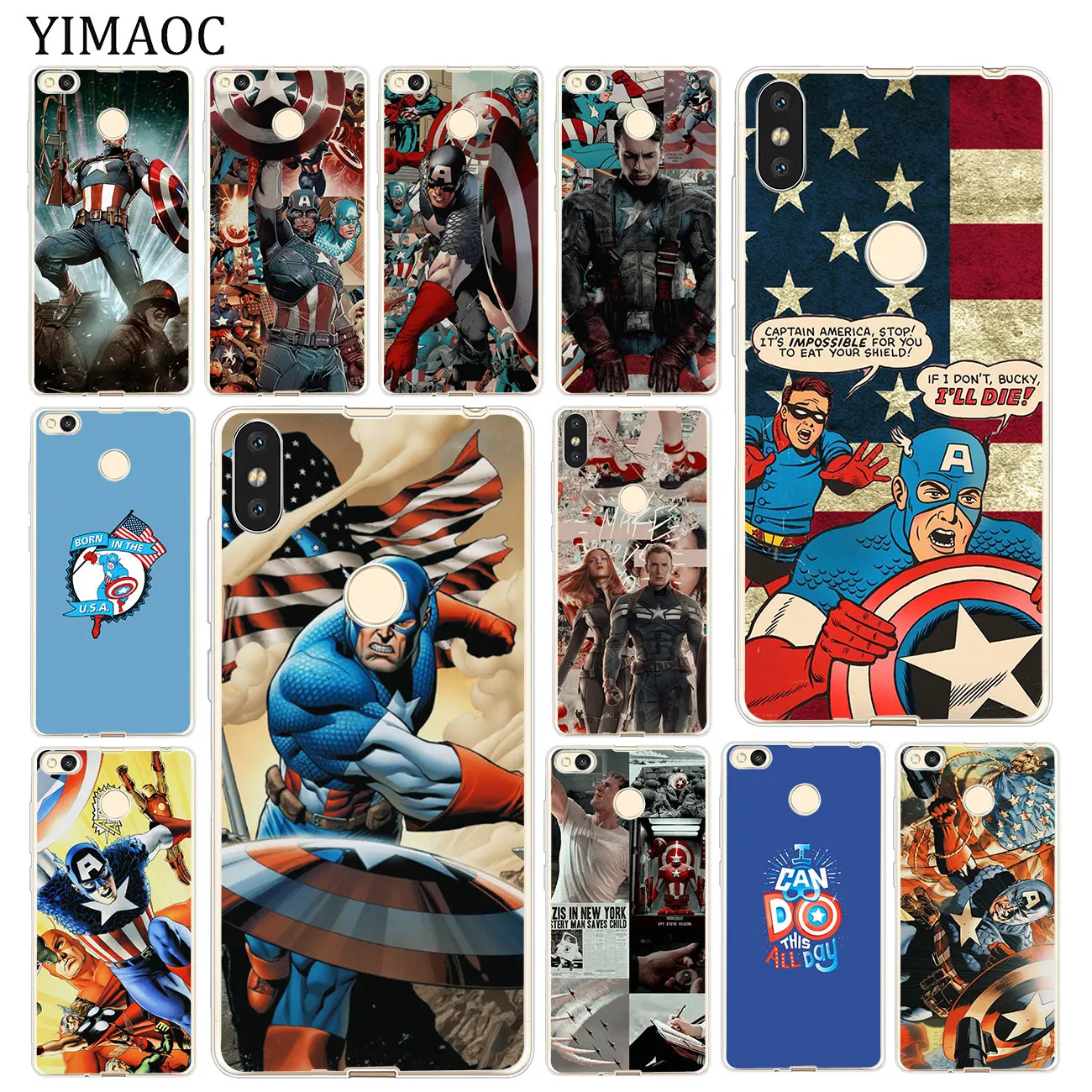

YIMAOC Captain America Marvel Soft Case for Xiaomi Mi 9 8 SE A2 Lite A1 pocophone f1 MiX 2S MAX 3 Phone Cover MI9 MI8 MIA2 Case