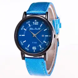 Роскошные модные Trendcy синий циферблат кожаный ремешок дешевые Для женщин кварцевые часы Для женщин Подарки для валентинки для девочек 2018