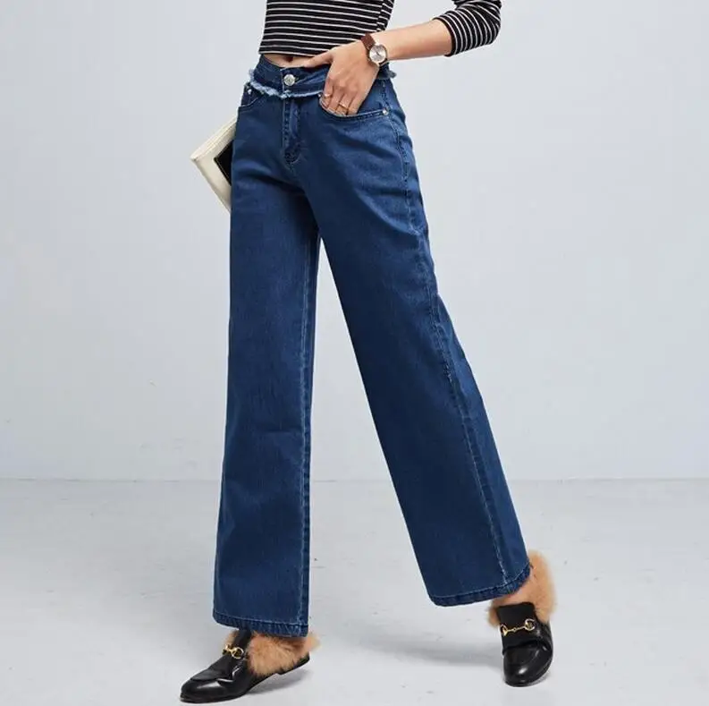 2017 spring autumn new fashion tassel wide leg jeans women's loose denim pants w59 2017 new fashion spring