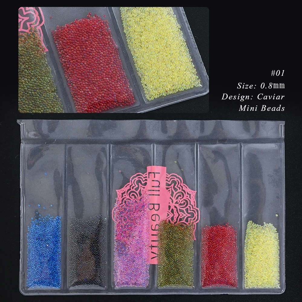 1 упаковка, мини бусины для ногтей, разноцветные ювелирные изделия, икра, стразы, 3D кончик, блестящее украшение для УФ-геля, маникюрные аксессуары SA707