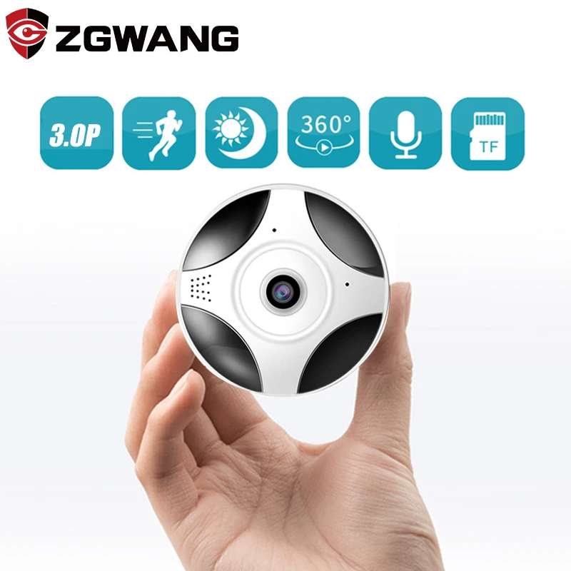 ZGWANG 3MP HD 360 VR mini Wifi Camera Smart security wifi Indoor camera IP TF Card Voice intercom Panoramic Baby | Безопасность и