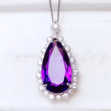 Подвеска с аметистом природный натуральный аметист Подвески 925 серебро 13*25 мм 11ct большой цветной камень# M19010708