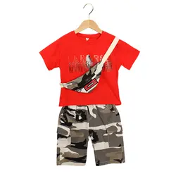Комплекты детской одежды футболка с короткими рукавами + короткие штаны, комплект из 2 предметов Детские костюмы летние хлопковые штаны, От