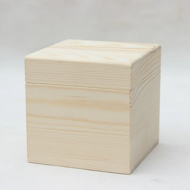 Natural Wooden Square Box With Seperate Lid For Business Dried Good Manual  Packing Box Storage Box 10*10 *10cm - Storage Boxes & Bins - AliExpress