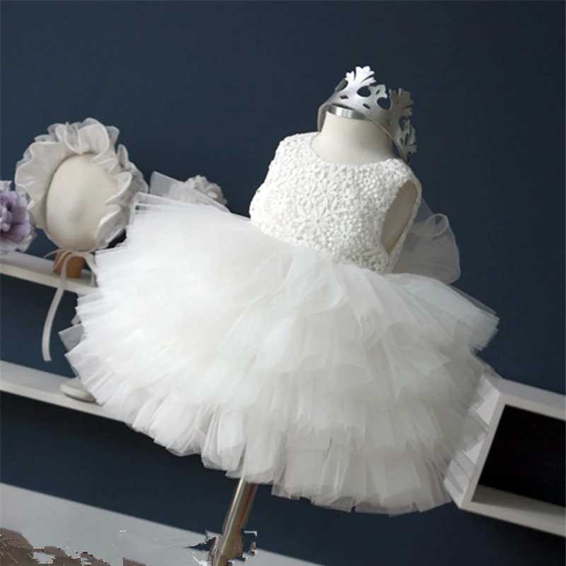 

2017 Special Offer Hot Sale Tulle Baby Girl Christening Gowns Girls Wedding Dress Party Princess Tutu Infant Baptism Ball Gown