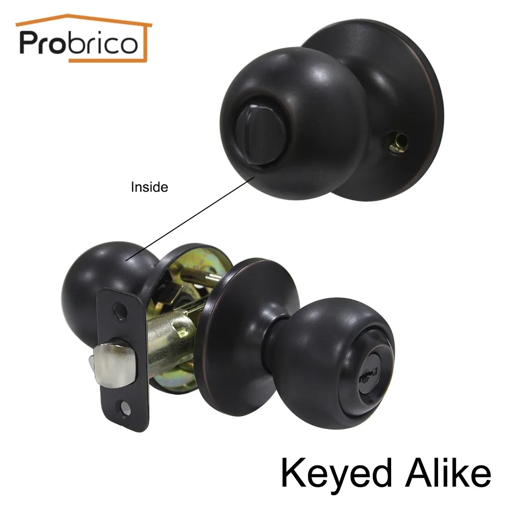 

Probrico Keyed Alike Entrance Door Lock Stainless Steel Safe Locker Security Oil Rubbed Bronze Door Handle DL5763ORBET-Combo