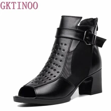 Г. Женская обувь женские ботильоны на платформе с вырезами обувь из натуральной кожи с открытым носком женские летние ботинки