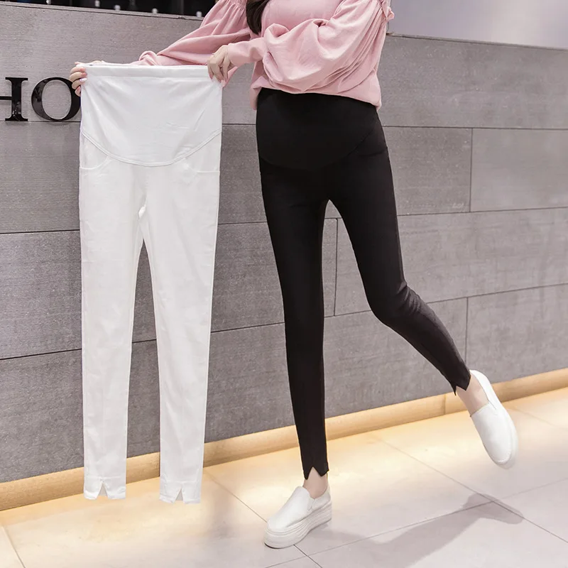 

High Stretch split Skinny Maternity Pencil Pants For Pregnant Women Clothes Elastic Waist Pregnancy Nursing Prop Belly Trousers