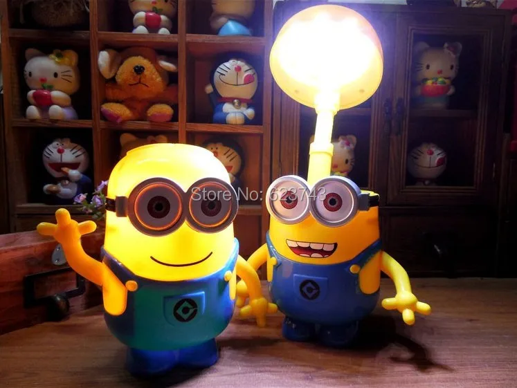 

10Pcs/Lot Despicable Me 16 LEDs Folding Head LED Desk Lamp Smiling Cartoon Minions Portable Baby Lamp kids Gift Student Lamp
