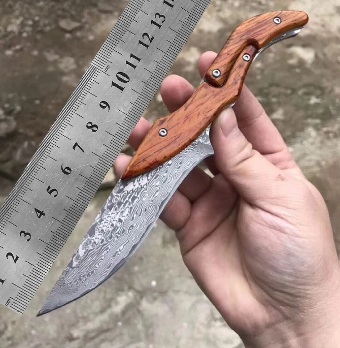 Дешево AKC troodon забавная Дамасская техника складной карманный нож Высокое качество Крестный отец стилет Открытый выживания кемпинг инструмент