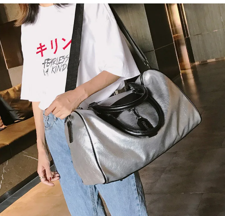 Серебряная спортивная сумка Дамский багаж в упаковке Bag in дорожные сумки с биркой вещевой мешок кожаный Для Женщин Йога Фитнес sac de sport большой XA806WD