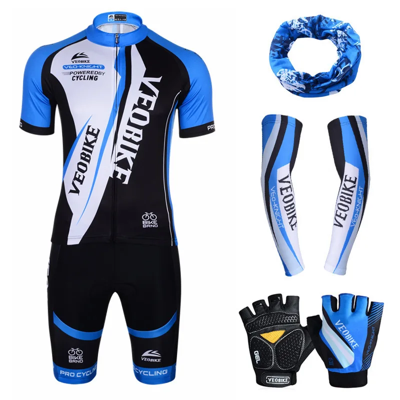 

VEOBIKE MTB Cycling Jersey Short Sleeve Set Sleeve Gloves Combination Package Summer Sports Riding Accessories