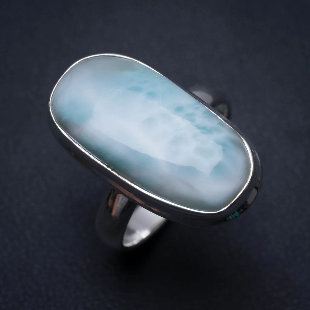Натуральное Карибское кольцо Larimar ручной работы уникальное женское серебряное
