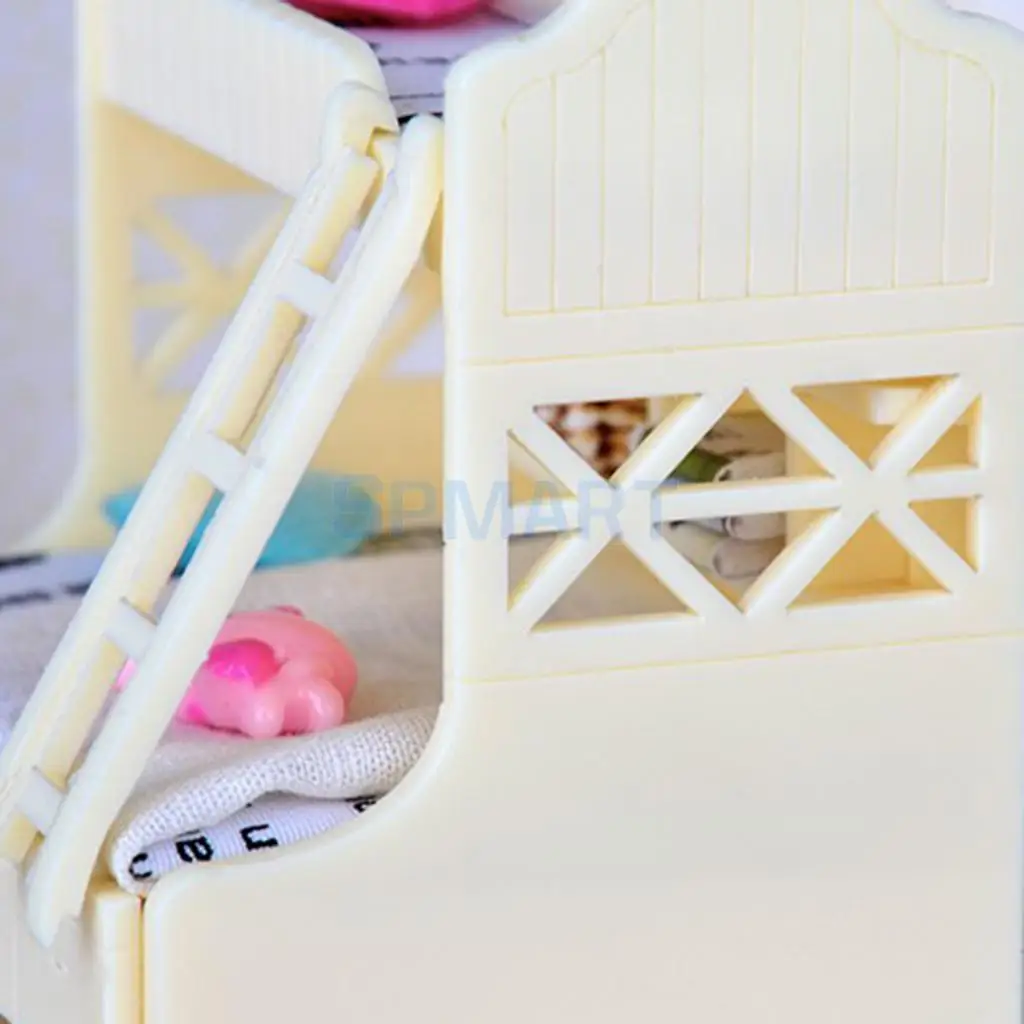 1/12 Miniature Children Bunk Bed Double Bunk Dollhouse Bedroom Furniture Kids Pretend Play Toy #1