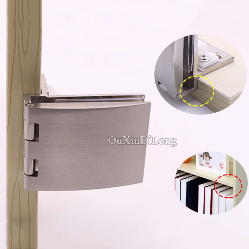 Cabinet Glass Door Hinges 4PCS Brushed Finished for Cupboard Clamps