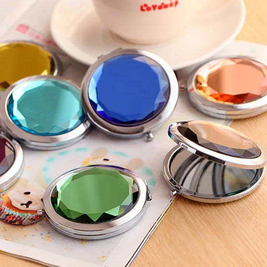 5 Pc/lot Metal Crystal Makeup Folding Double Side Portable Small