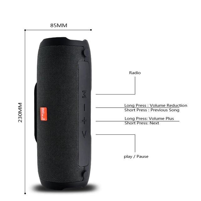 M&J Portable wireless Bluetooth Speaker Stereo big power 10W system TF FM Radio Music Subwoofer Column Speakers for Computer -