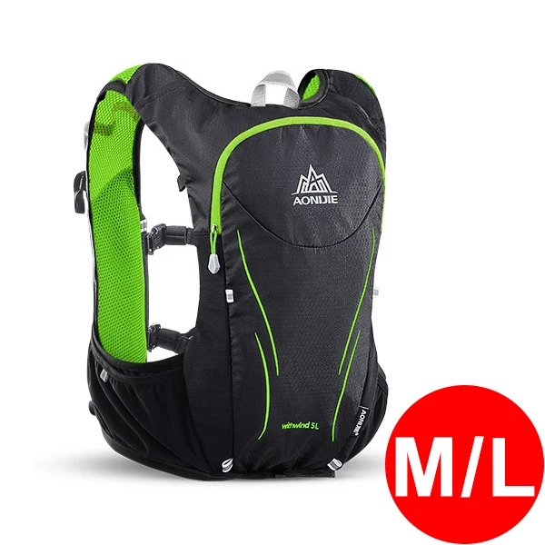 AONIJIE 5L Женский Мужской марафон жилет-рюкзак против обезвоживания для 2L воды мешок велосипедный походный мешок Спорт на открытом воздухе бег рюкзак - Цвет: Green M