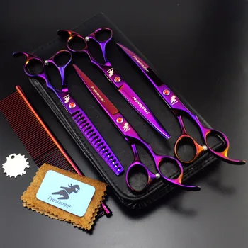 

Pet Grooming Scissors Set 7 Inch Professional Dog Shears Hair Cutting 18 toothThinning Curved Scissors With Comb Bag