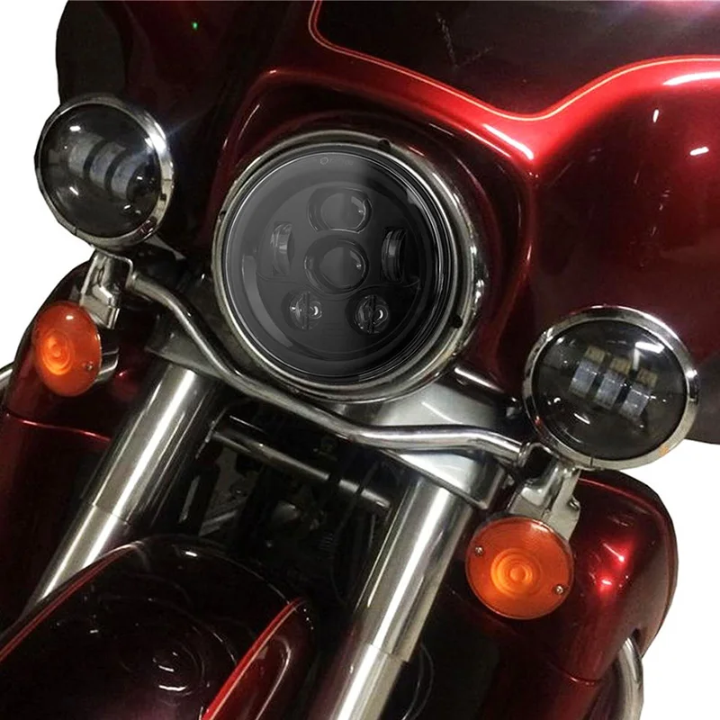7 inch LED Headlight DOT Daymaker Cree Chip 4.5 inch Passing Fog Light Bucket Bracket for Harley Davidson Classic Electra Glide Street Glide Fat Boy Road King Heritage Softail Lamp Headlamp Black  (4)