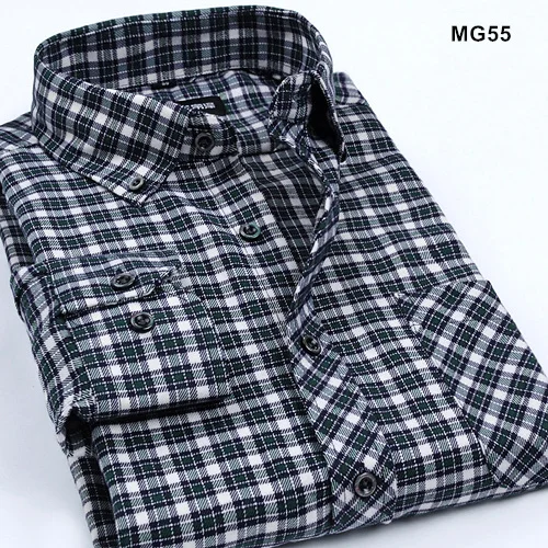 Новое поступление Мужская модная одежда мужская нежелезная длинный рукав фланель клетчатая рубашка мужская осень и зима деловые рубашки в повседневном стиле - Цвет: BZMG55