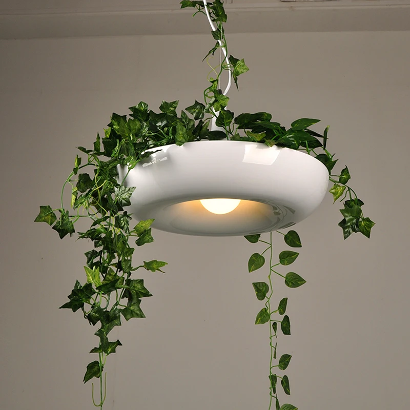 Modern Hanging Garden of Plants Lamp Nordic Creative White Chandelier Lighting Without and Flowers nature home decoration | Лампы и
