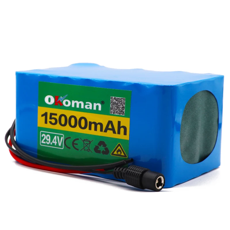 Okoman высокое качество 7S5P 24v 15Ah батарейный блок 250w 29,4 V 15000 мА/ч, литий-ионный аккумулятор для инвалидного кресла для электрического велосипеда+ зарядное устройство