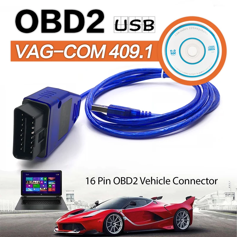 

2018 New VAG-COM 409.1 Vag Com 409.1 KKL OBD2 USB Cable Scanner Scan Tool Interface For audi vw seat volkswagen skoda