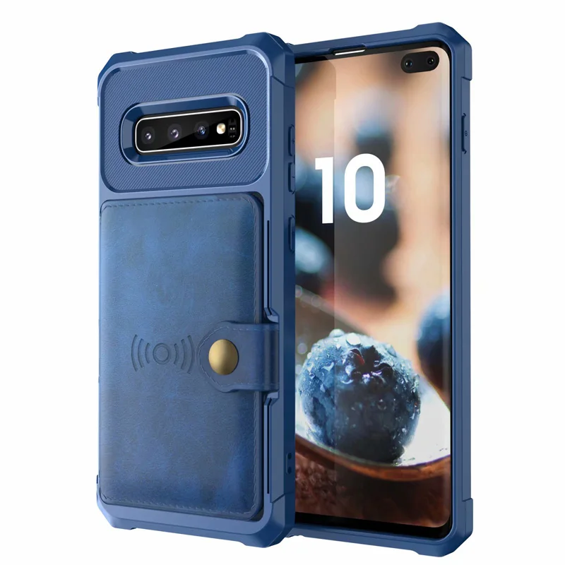 Роскошный чехол-бумажник из искусственной кожи для samsung Galaxy S10 S9 Plus S10e Note 9, чехол-бумажник с откидной крышкой и пряжкой для Galaxy S10 Plus, чехлы - Цвет: Синий