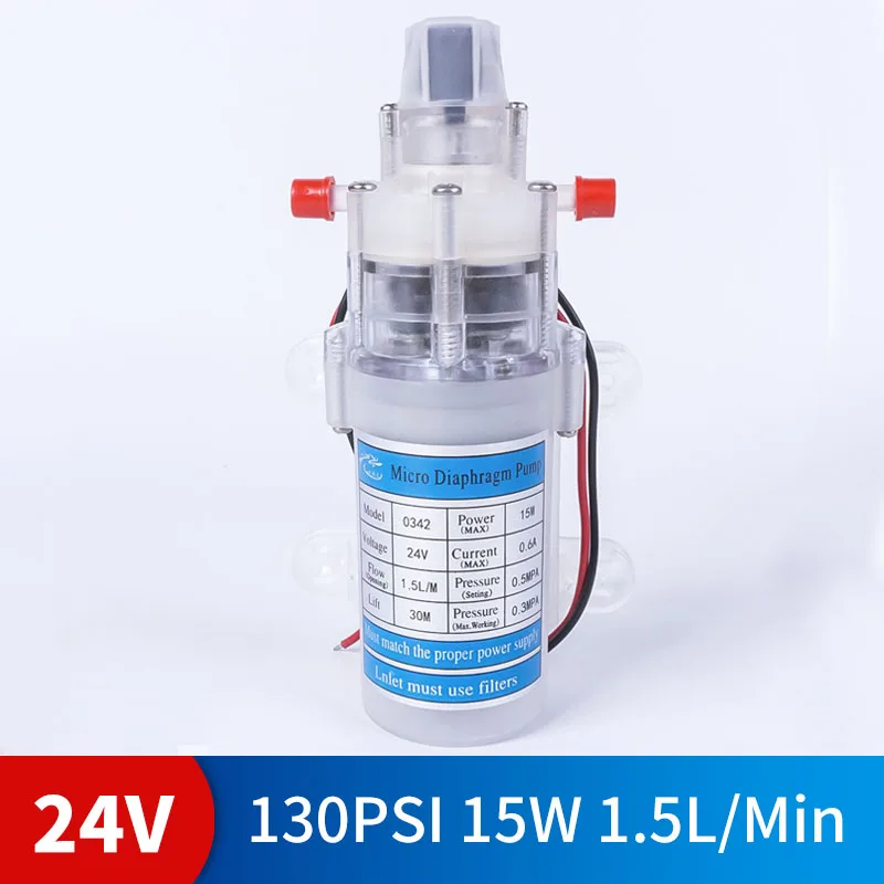 DC 24 V 15 W 130PSI 1.5L/Min водяной мембранный самовсасывающий насос высокого давления сельскохозяйственный Электрический водяной насос Автомойка спрей