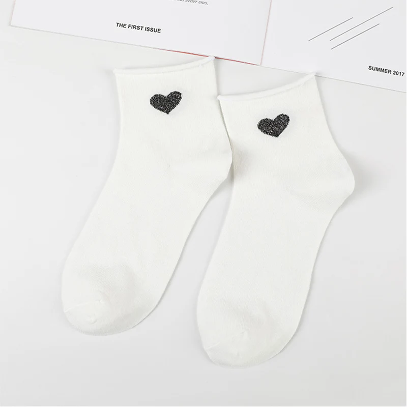1 пара новых милых носков женские мягкие дышащие хлопковые носки с рисунком красного сердца Повседневные Удобные носки по щиколотку модный стиль - Цвет: 12
