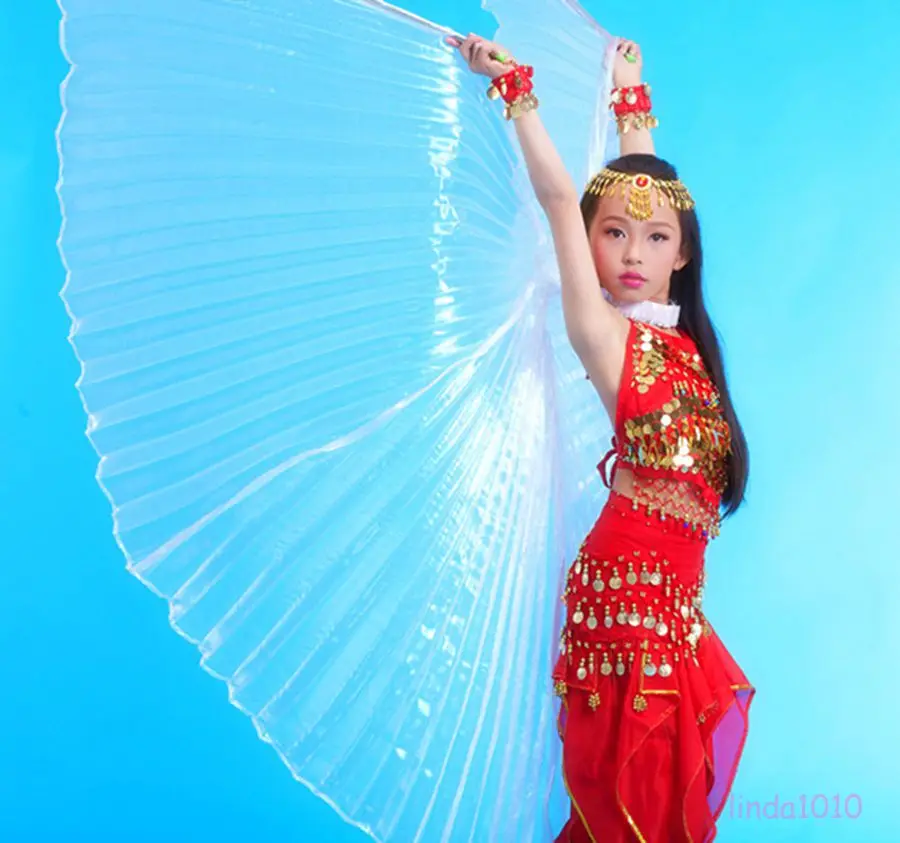 Красивый дешевый костюм для танца живота детские крылья Isis для детей золотой серебряный белый цвета - Цвет: White