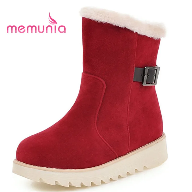 

MEMUNIA 2020 new arrive ankle boots simple buckle fashion boots med heels round toe platform boots large size 34-43