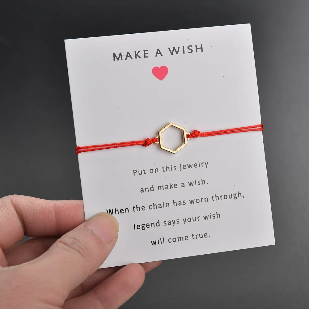 

Charmsmic Six Geometric Charm Bracelets Make A Wish Card Bracelets Women Simple Design Wax Rope Kids Jewelry Customized Logo