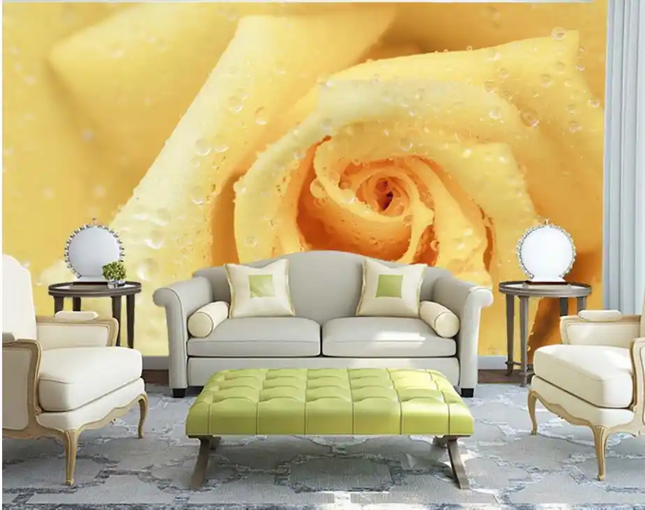 Fondos De Pared 3d Papel Pintado 3d De Fondo Con Rosas Amarillas
