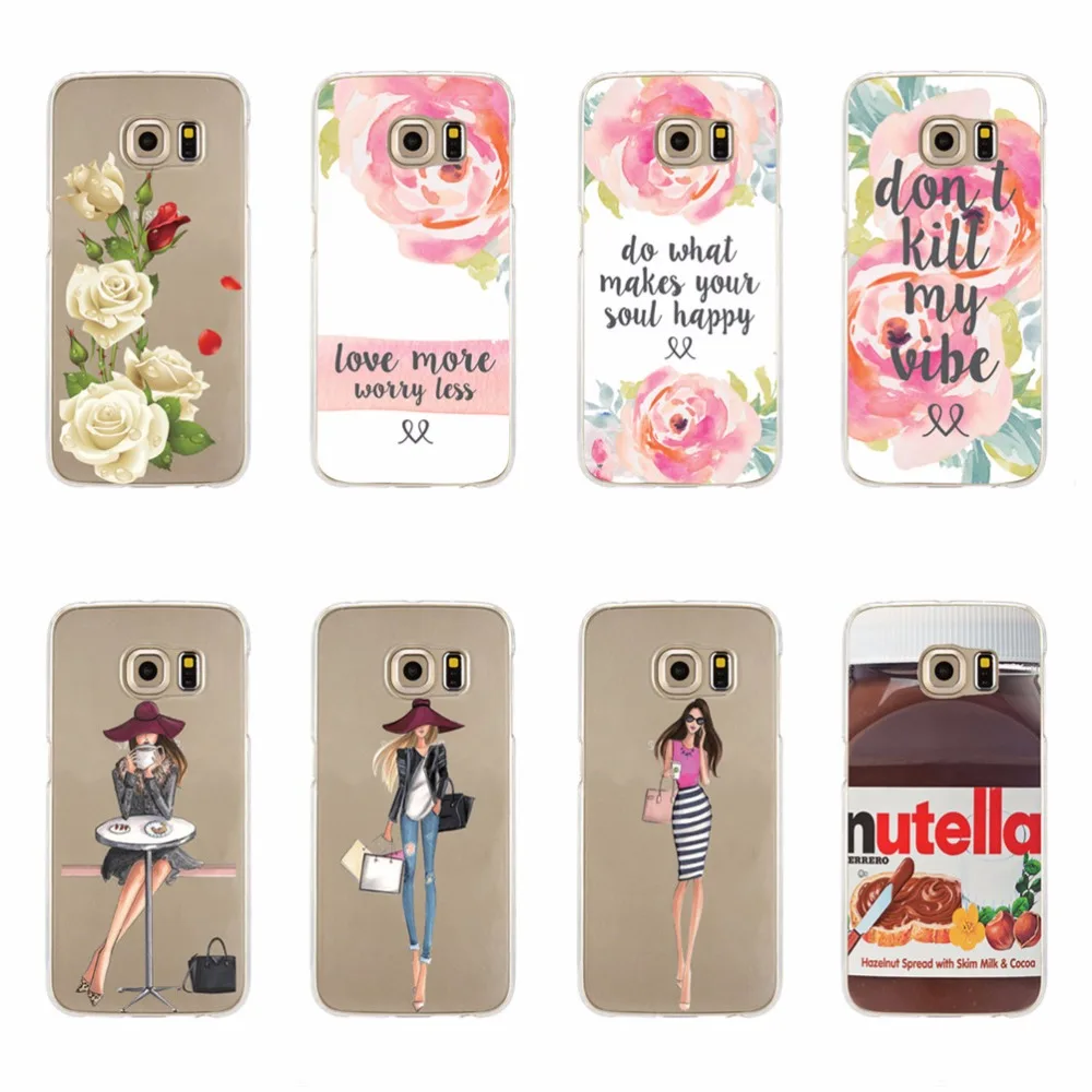 Fruit Nutella Rose Flowers Fashion Shopping Girls TPU Phone Cases Covers For Samsung Galaxy C5 C7 A3 A5 A7 J1 J5 J7 2016 Version
