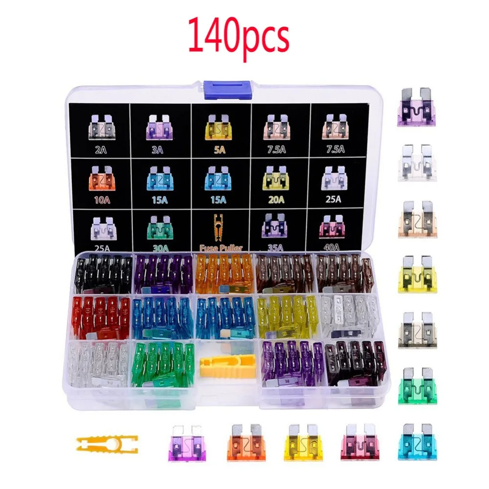 140PCs Fuse Car Kit Middle Size Fuse Assortment 2 40A Car Boat Truck