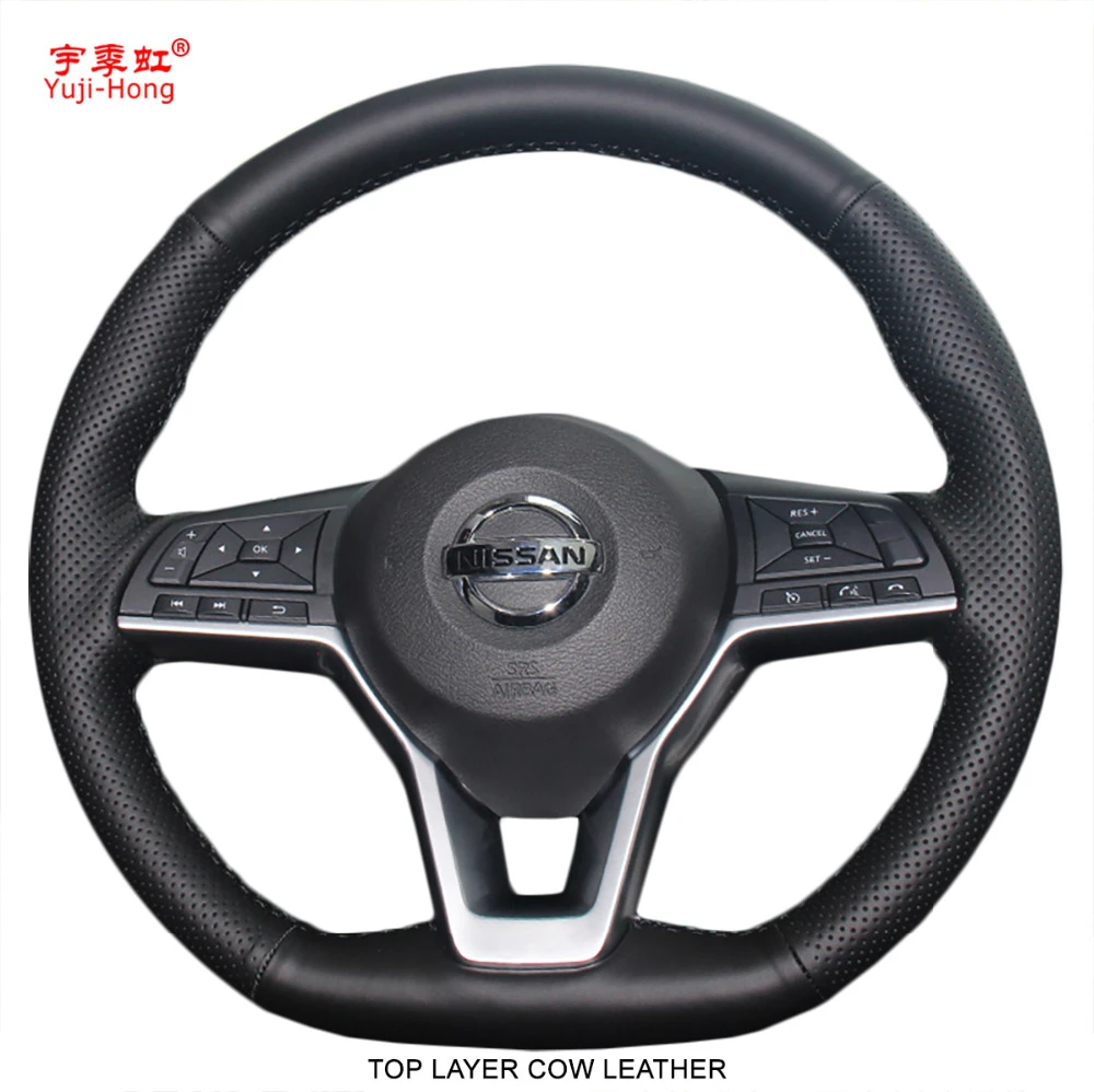 Yuji Hong Genuine Leather Car Steering Wheel Covers Case for Nissan X Trail Qashqai 2017 Real