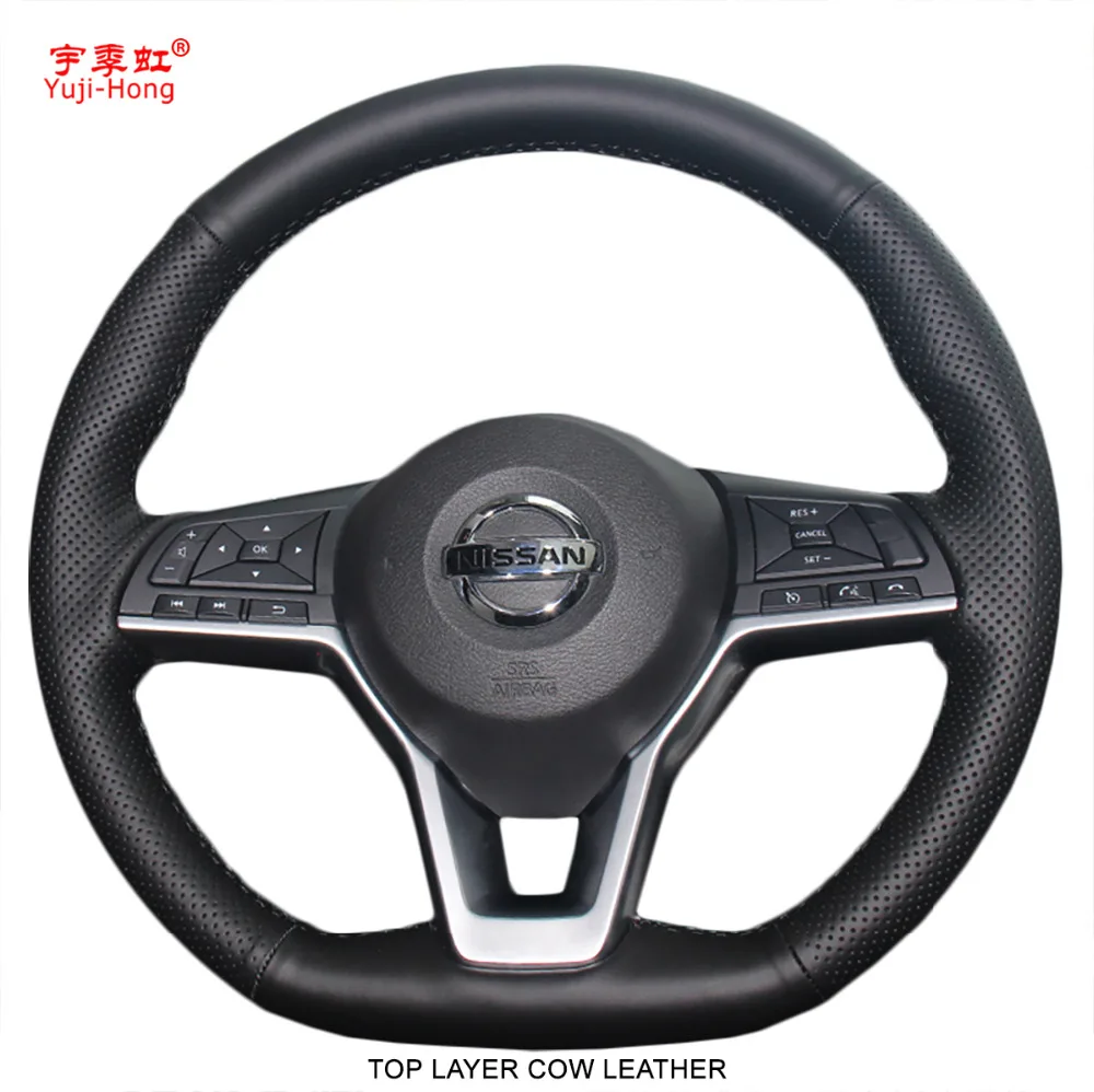Yuji Hong Top Layer Cow Leather Car Steering Wheel Covers Case for