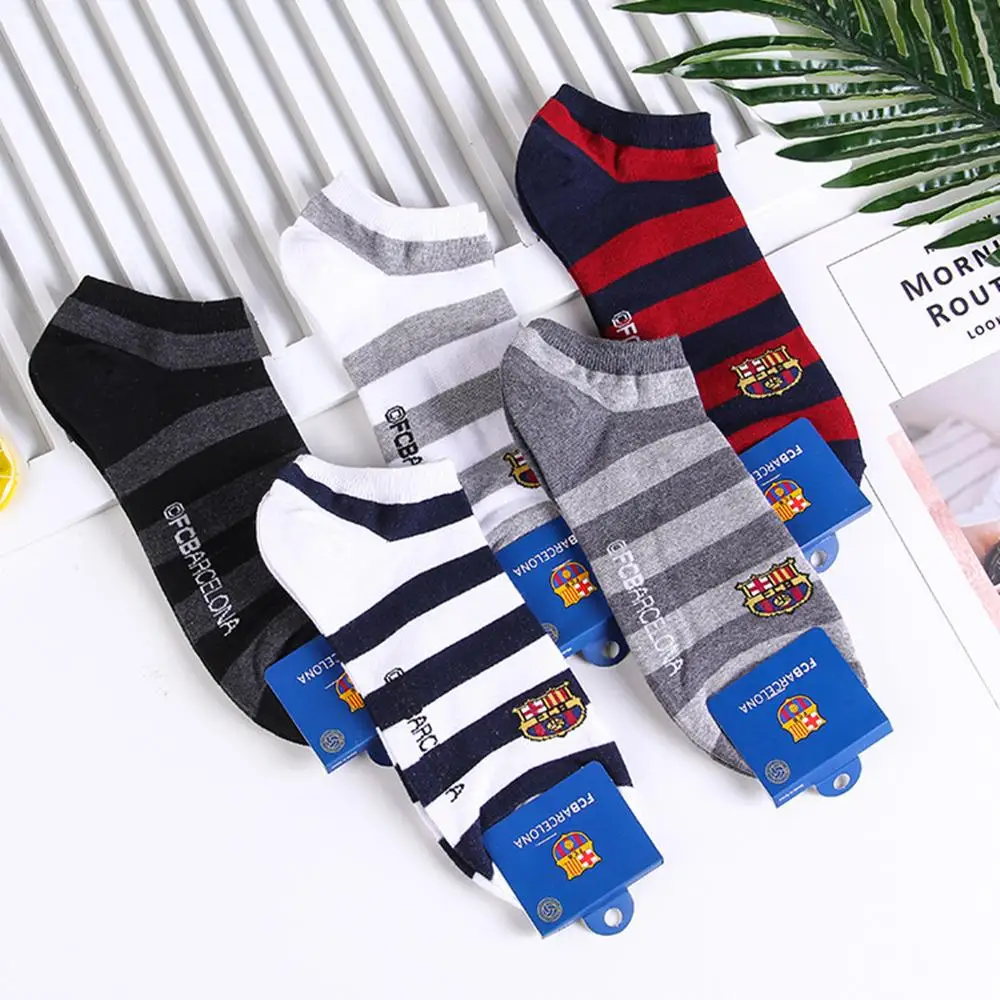 

FCB Barcelona striped socks harajuku compression happy men sock spring summer street fashion sweat absorbent cotton short socks