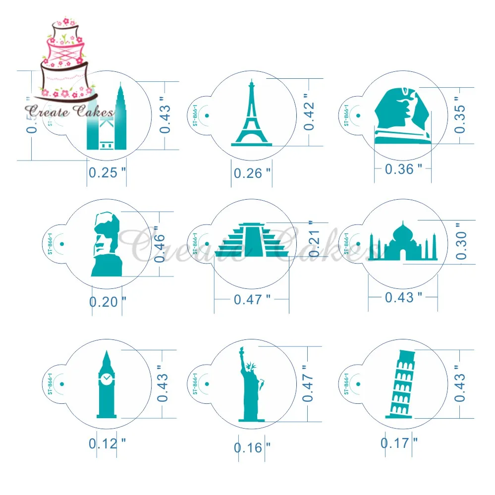 Эйфелева башня печенье и кекс трафарет декоративные трафареты Petronas Две башни трафарет для торта пластик Кофе трафарет ST-866