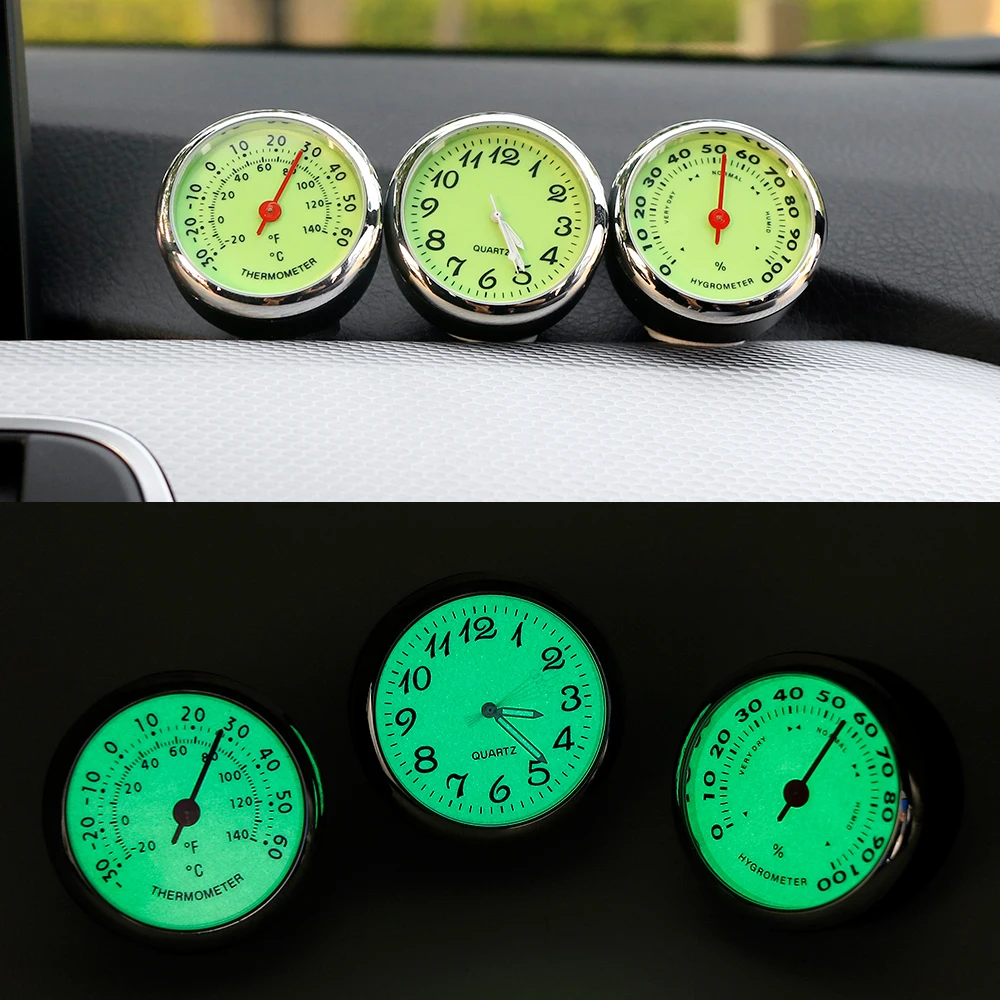 

Luminous Clock Thermometer Hygrometer Automobile Car Dashboard Decoration Ornaments Automotive Watch Car Styling Accessories