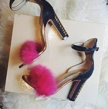 Sexy Pink Fur Womens Square Heel Sandals Peep Toe Ankle Strap Chunky Heels Wedding Shoes Bride Ankle Cut-out Party Shoes цена Sexy Pink Fur Womens Square Heel Sandals Peep Toe Ankle Strap Chunky Heels Wedding Shoes Bride Ankle Cut-out Party Shoes цены онлайн