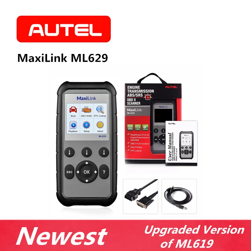 AUTEL MaxiLink ML629 диагностический инструмент OBD2 сканер двигателя автомобильные Инструменты OBDII считыватель кодов ABS SRS обновленная версия ML619