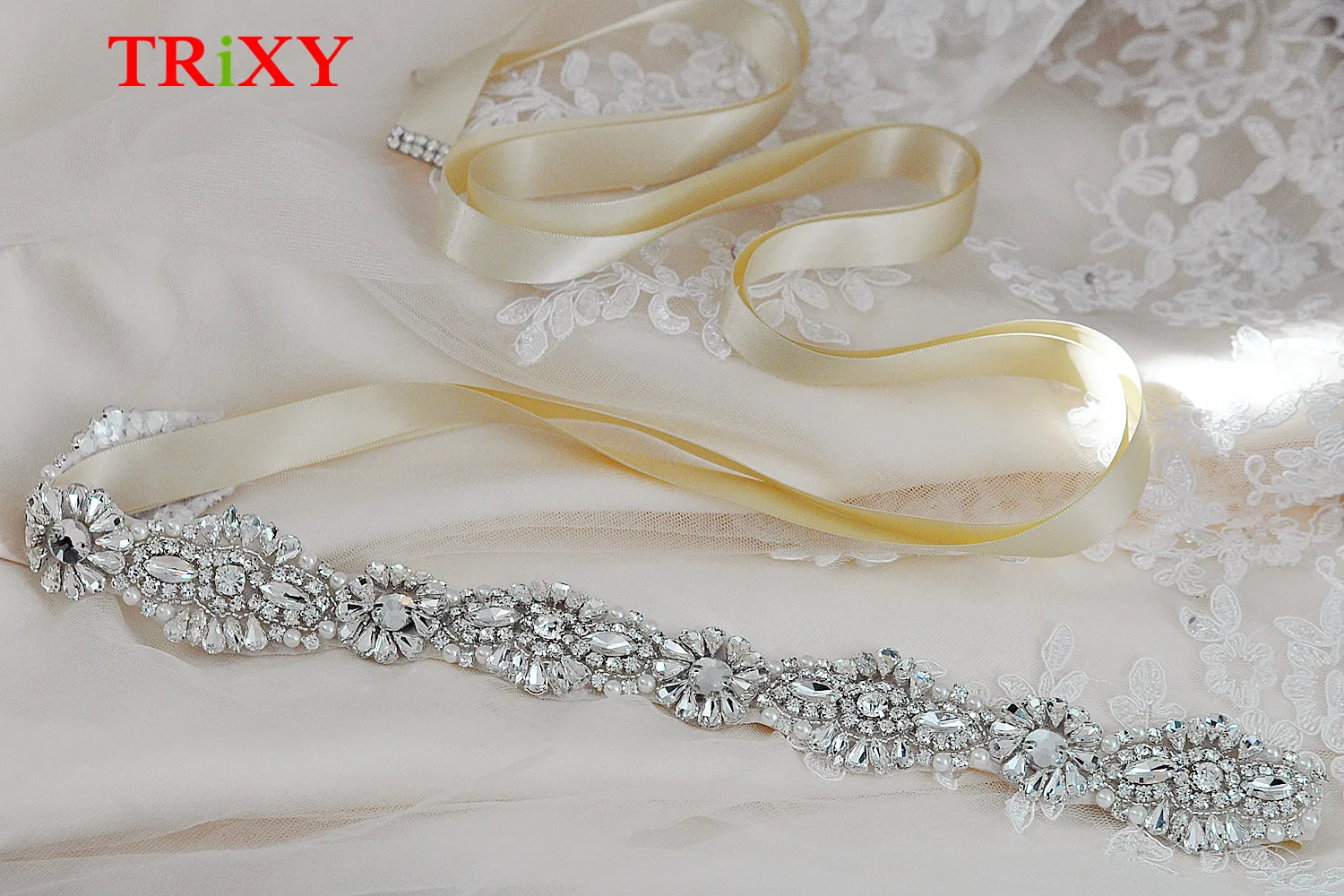 TRiXY S237 Кристалл Свадебные ремни Стразы свадебное платье пояс пояса свадебные аксессуары свадебный пояс, лента