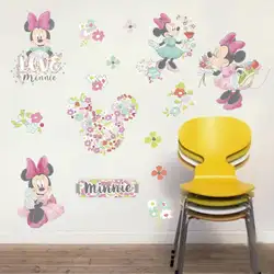 Дисней Минни мультфильм наклейки детская комната обои детские декоративные наклейки на обои настенные наклейки