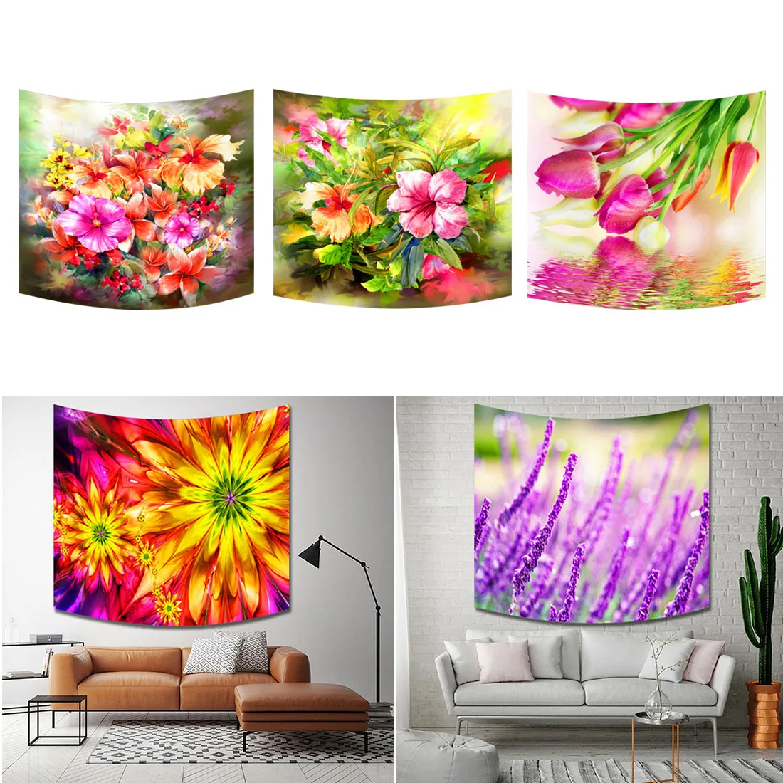 

New Bohemia Decorative Wall Hanging Tapestries Mandala Flowers Oil Painting Tapestry Beach Towel Blanket TableCloth Home Decor