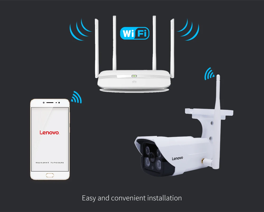 LENOVO IP камера wifi 1080p IR камера cctv уличная ip камера наблюдения Ночная Водонепроницаемая hd встроенная карта памяти 64G камера