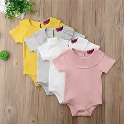 Для новорожденных для маленьких девочек мальчик воротник комбинезон комбинезон, комплект одежды Летняя одежда для малышей хлопок